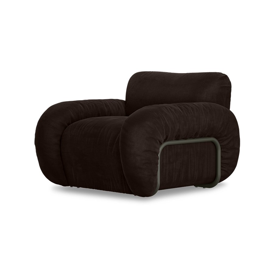 Arc lounge fauteuil, frame ash, royal velvet, espresso