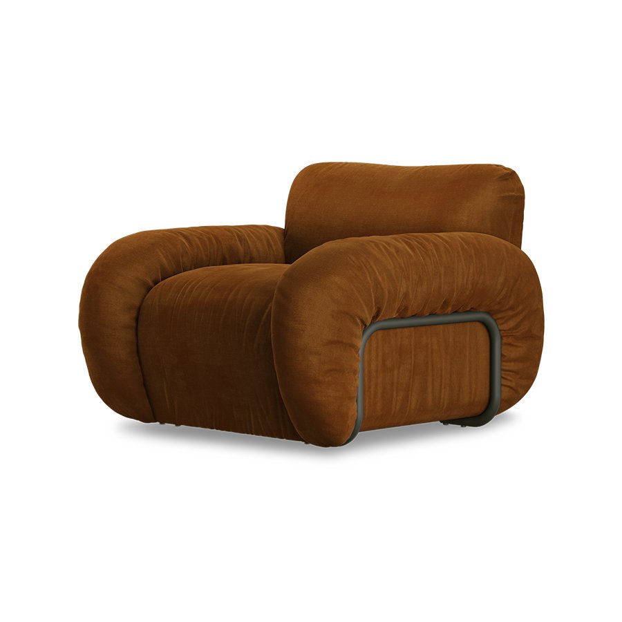 Arc lounge fauteuil, frame ash, royal velvet, caramel