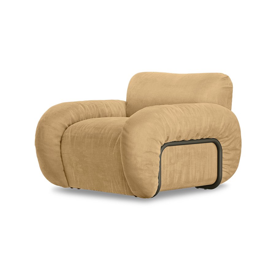 Arc lounge fauteuil, frame ash, royal velvet, cream