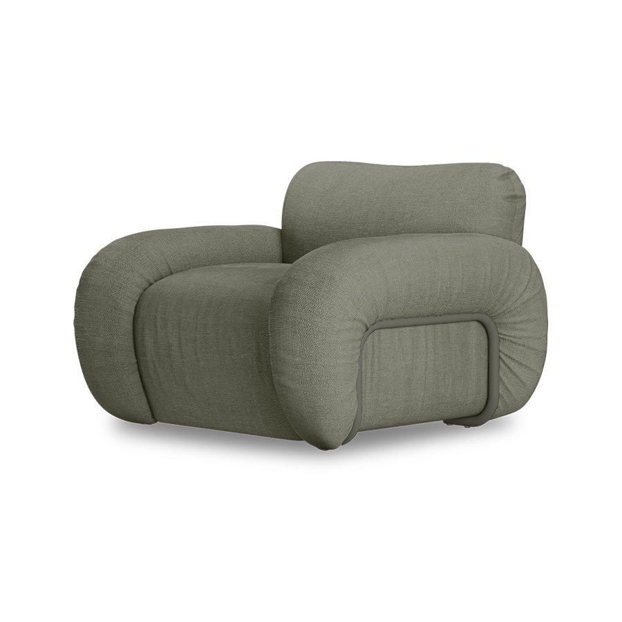 Arc lounge fauteuil, frame ash, linen, army green