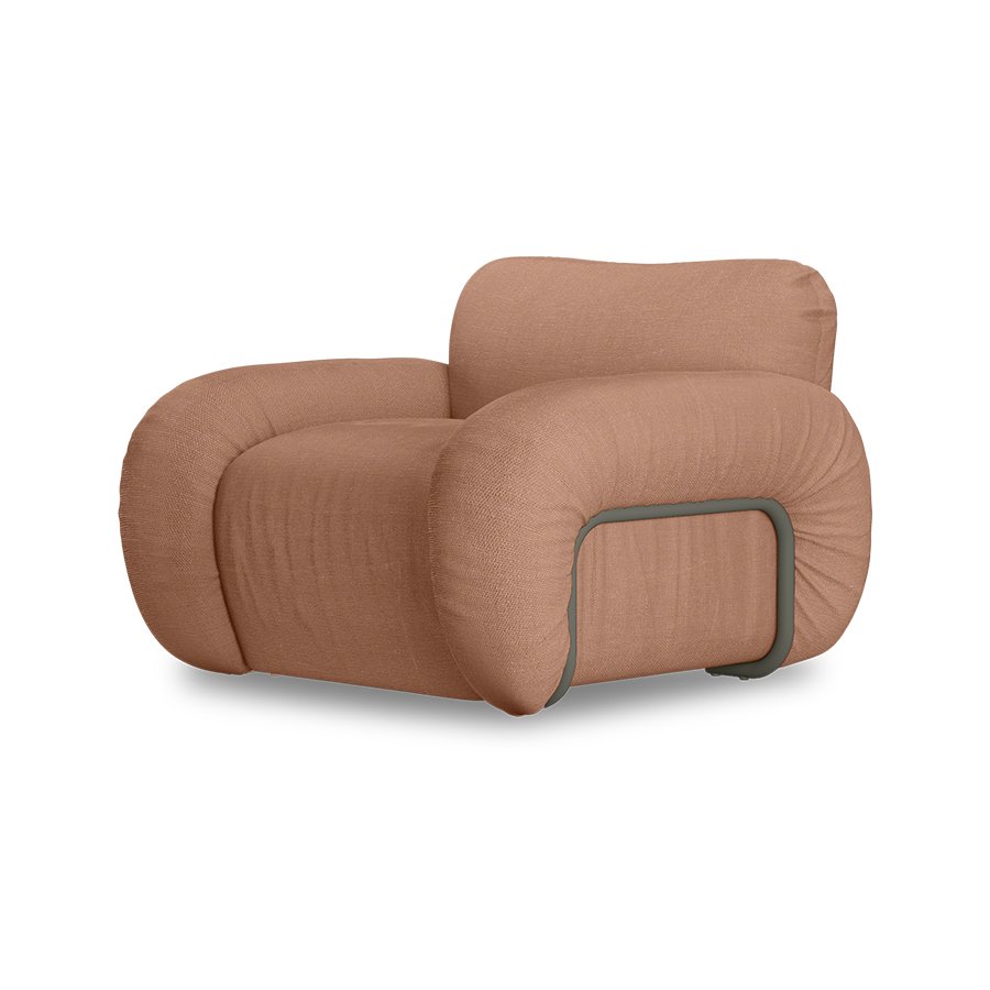 Arc lounge fauteuil, frame ash, linen, dusty rose