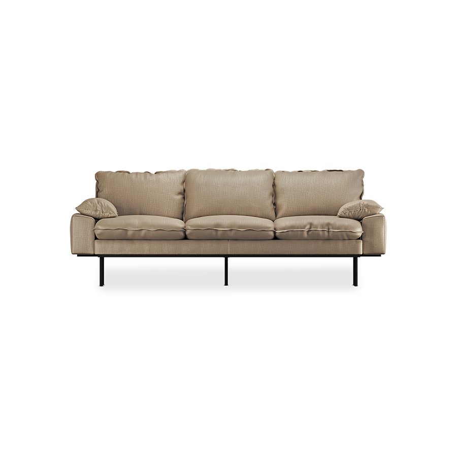 Retro sofa: 3-seats, pure, earth