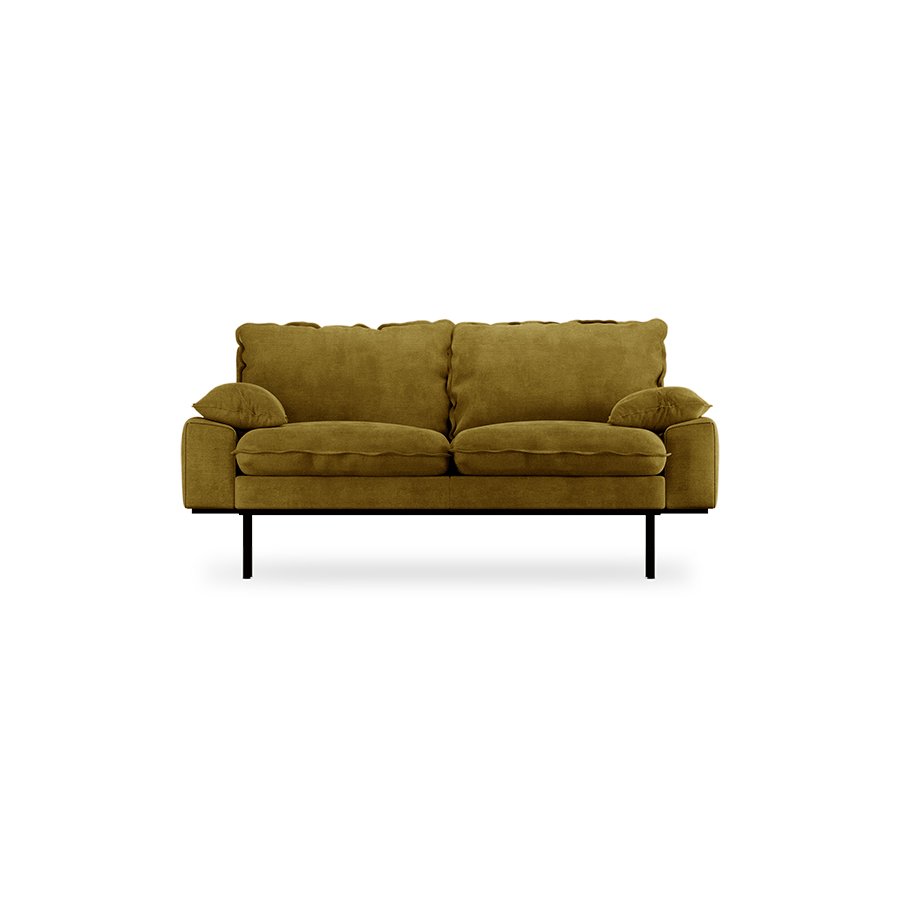 Retro sofa: 2-seats, royal velvet, olive
