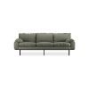 Retro sofa: 3-seats, linen, army green