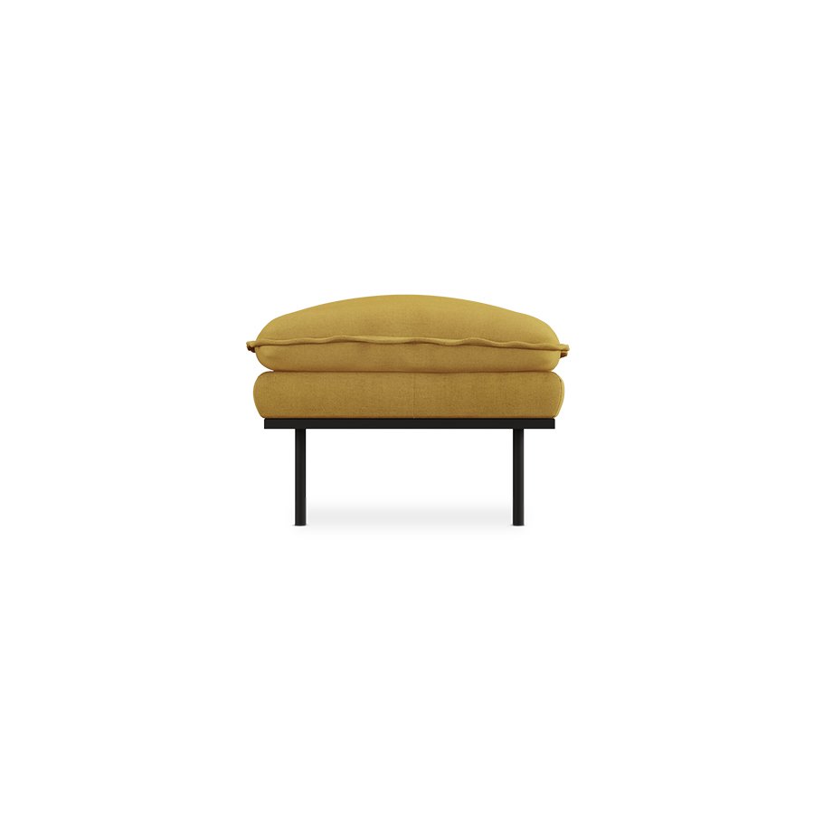 Retro sofa: hocker, linen, burnt ochre