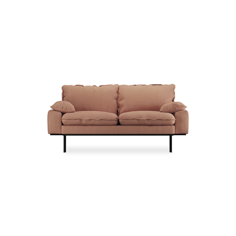 Retro sofa: 2-seats, linen, dusty rose