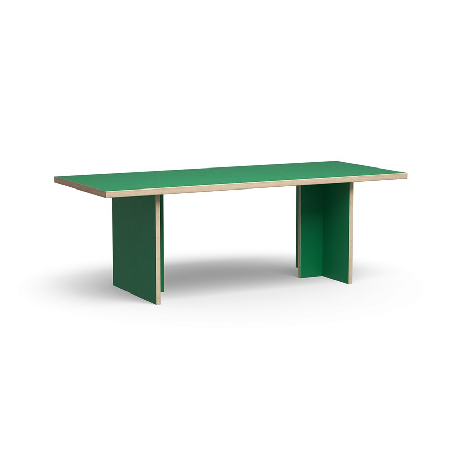 Dining table, green, rectangular 220cm