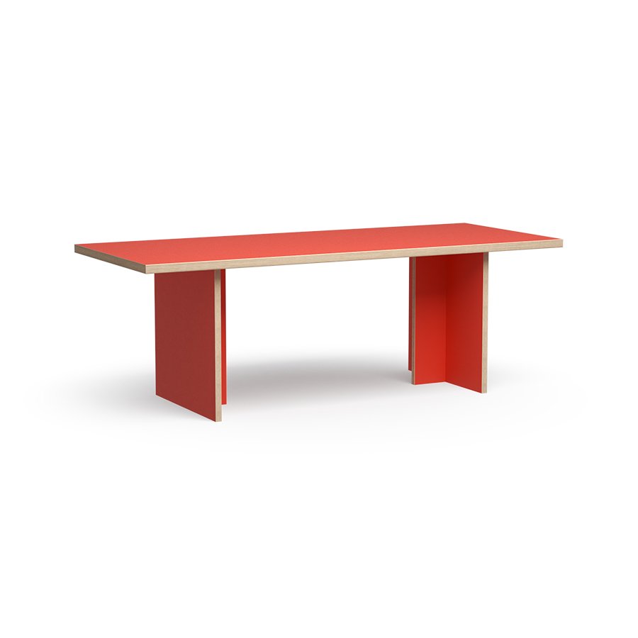 Dining table, orange, rectangular 220cm