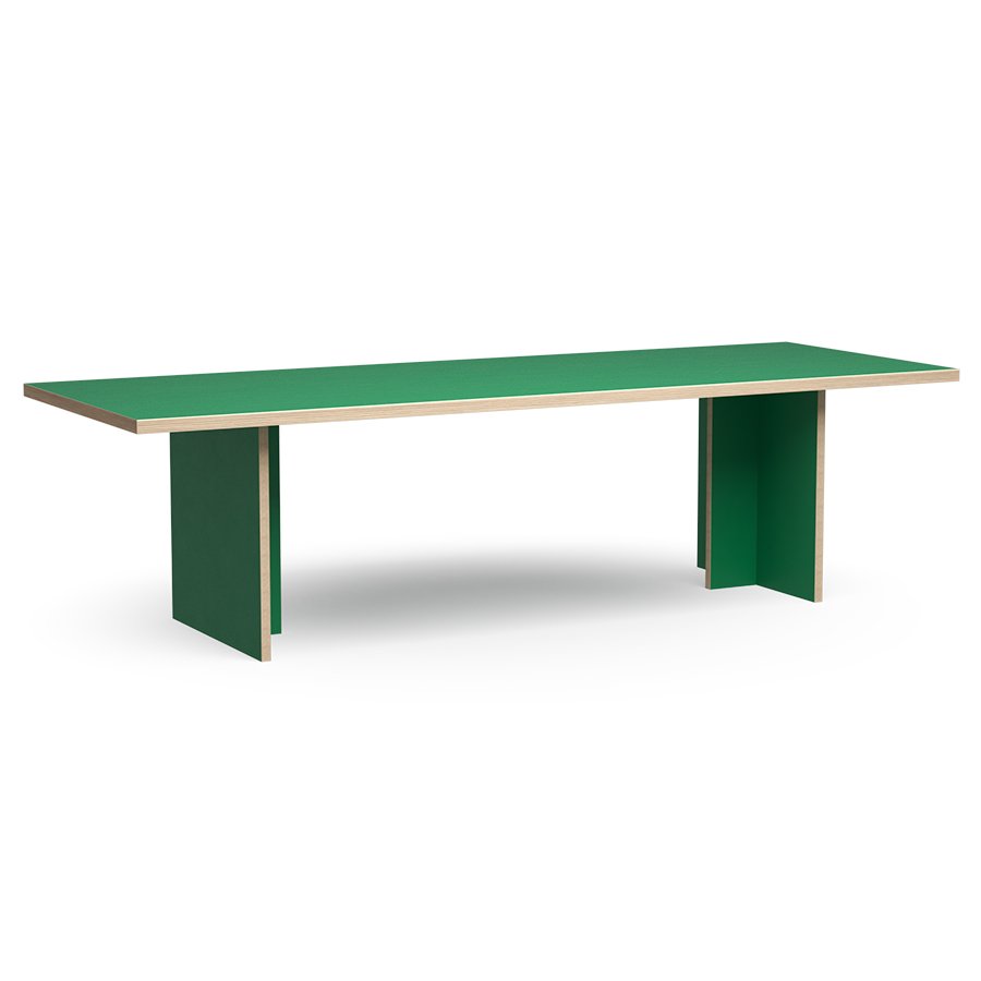 Dining table, green, rectangular 280cm