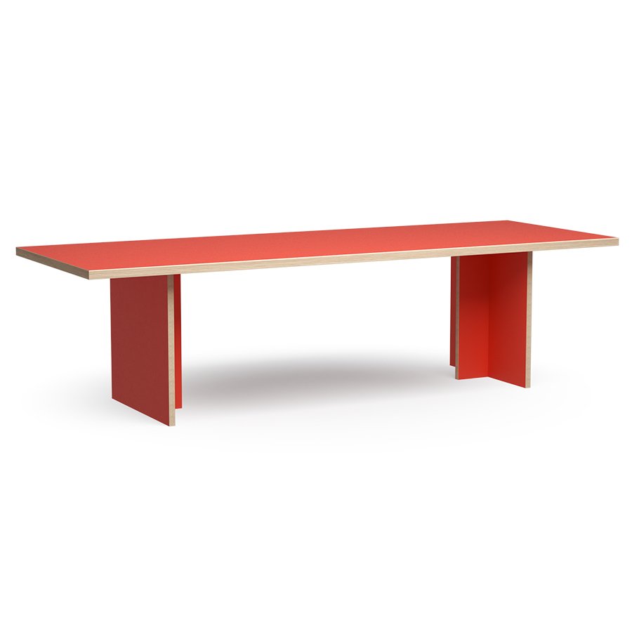 Dining table, orange, rectangular 280cm