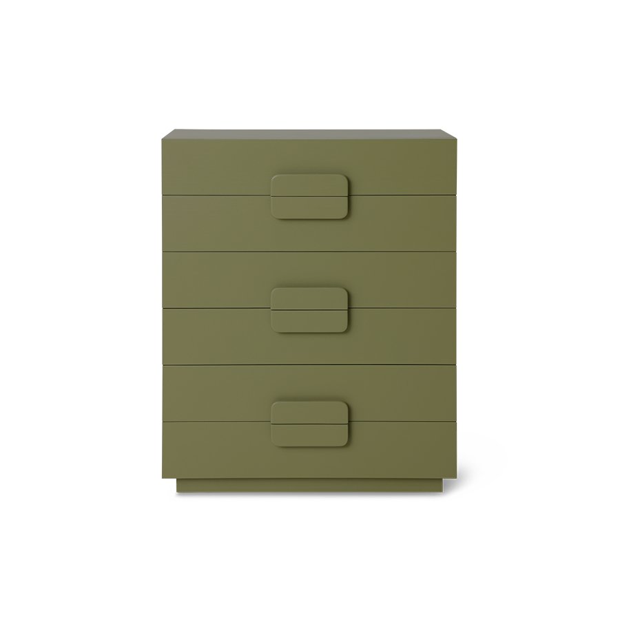 Spacious drawer cabinet army green