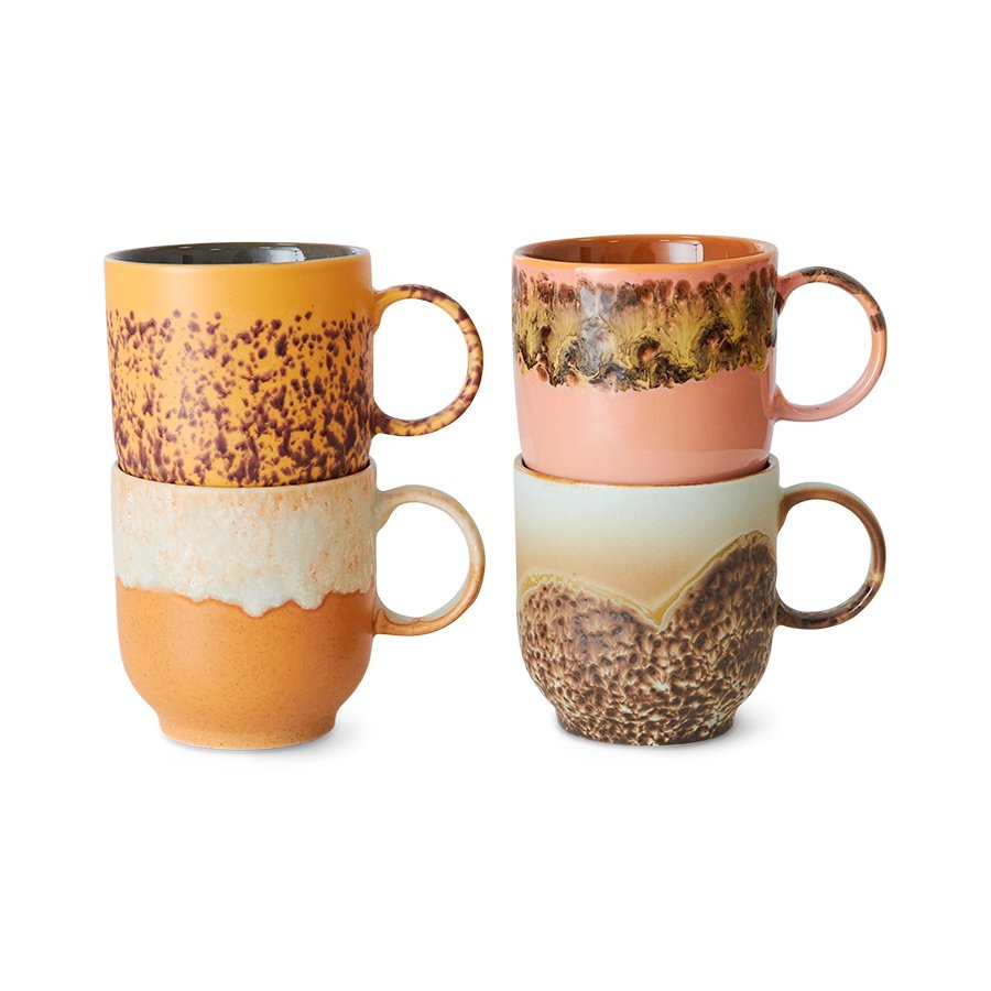 70s ceramics: café mugs cape (set of 4)