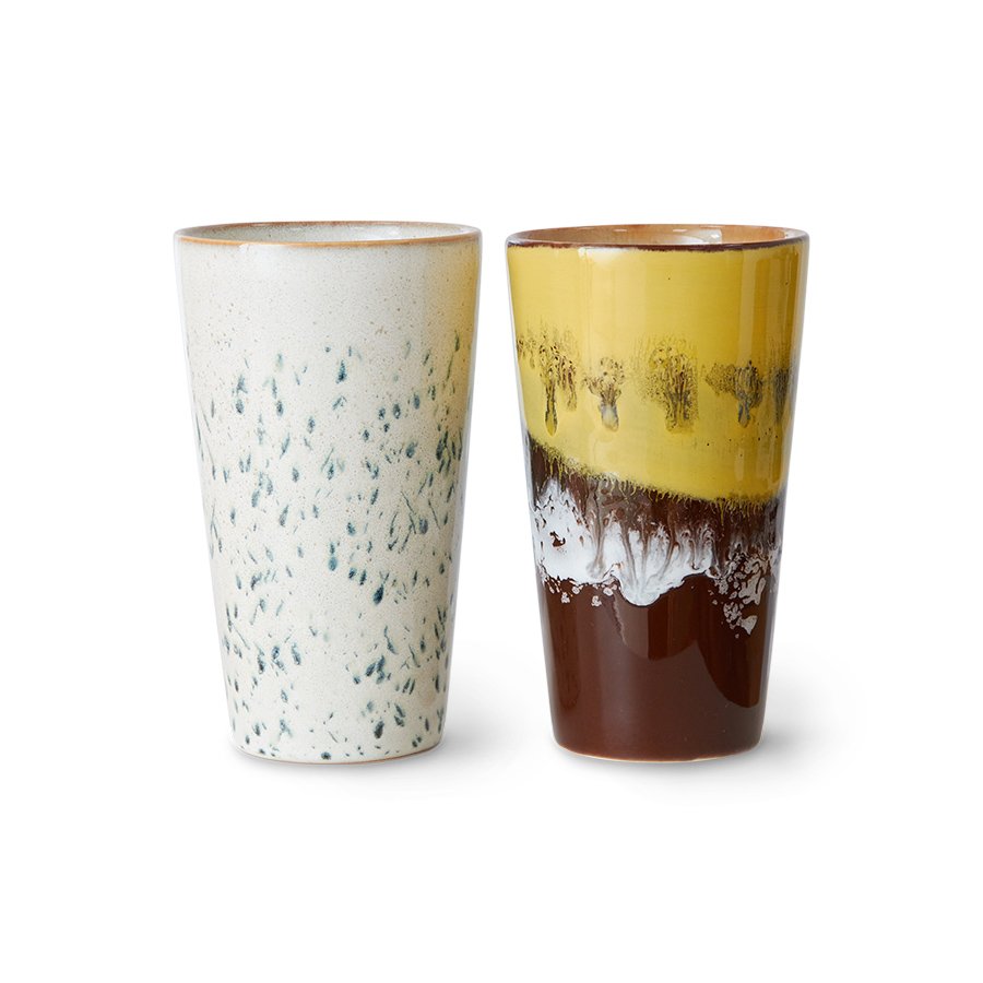 70s ceramics: latte mugs brine (set of 2)