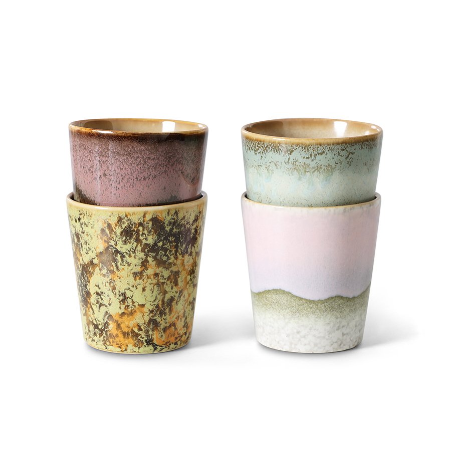 70s ceramics: coffee mugs, serendipity (set of 4)