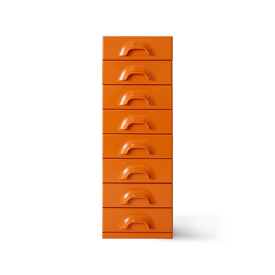Chest of 8 drawers, tangerine