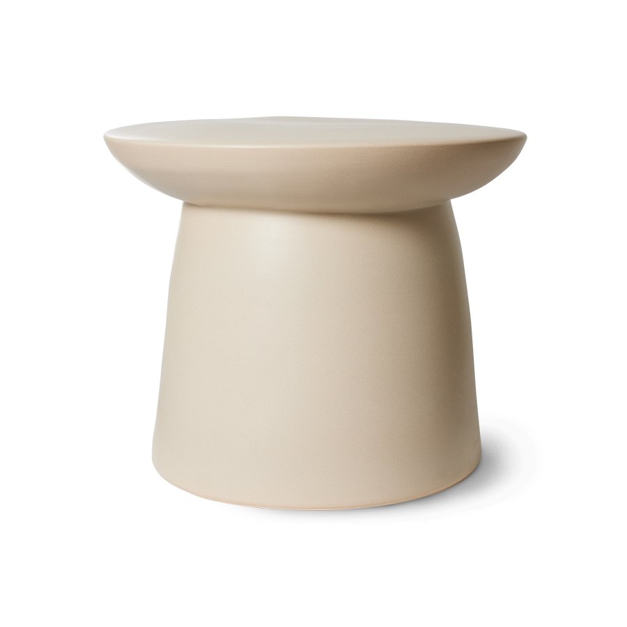 Earthenware side table L cream