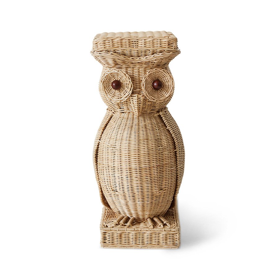Rattan owl side table