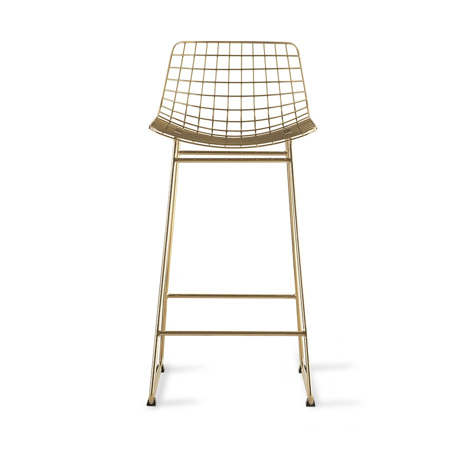 Wire bar stool brass