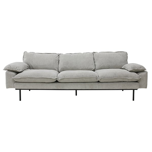 Retro sofa: 3-seats, corduroy rib, cream