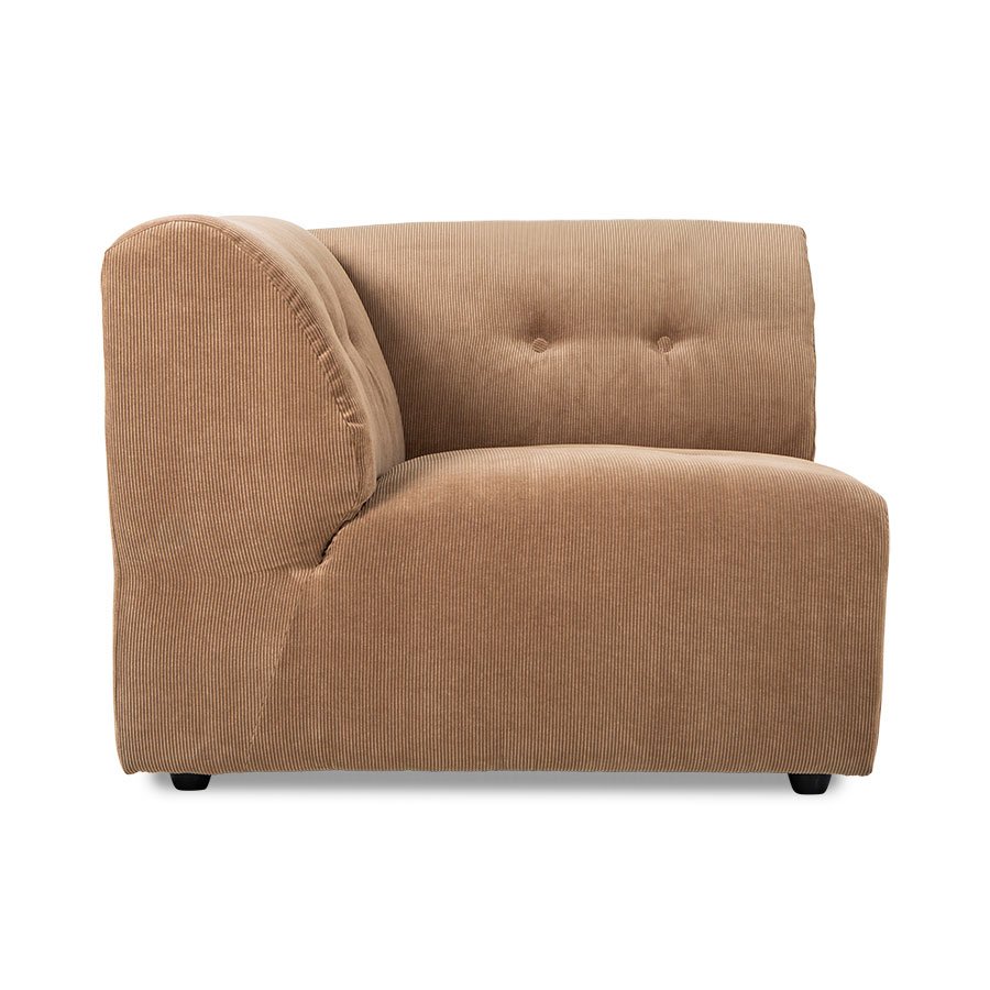 Vint couch: element left, corduroy rib, brown