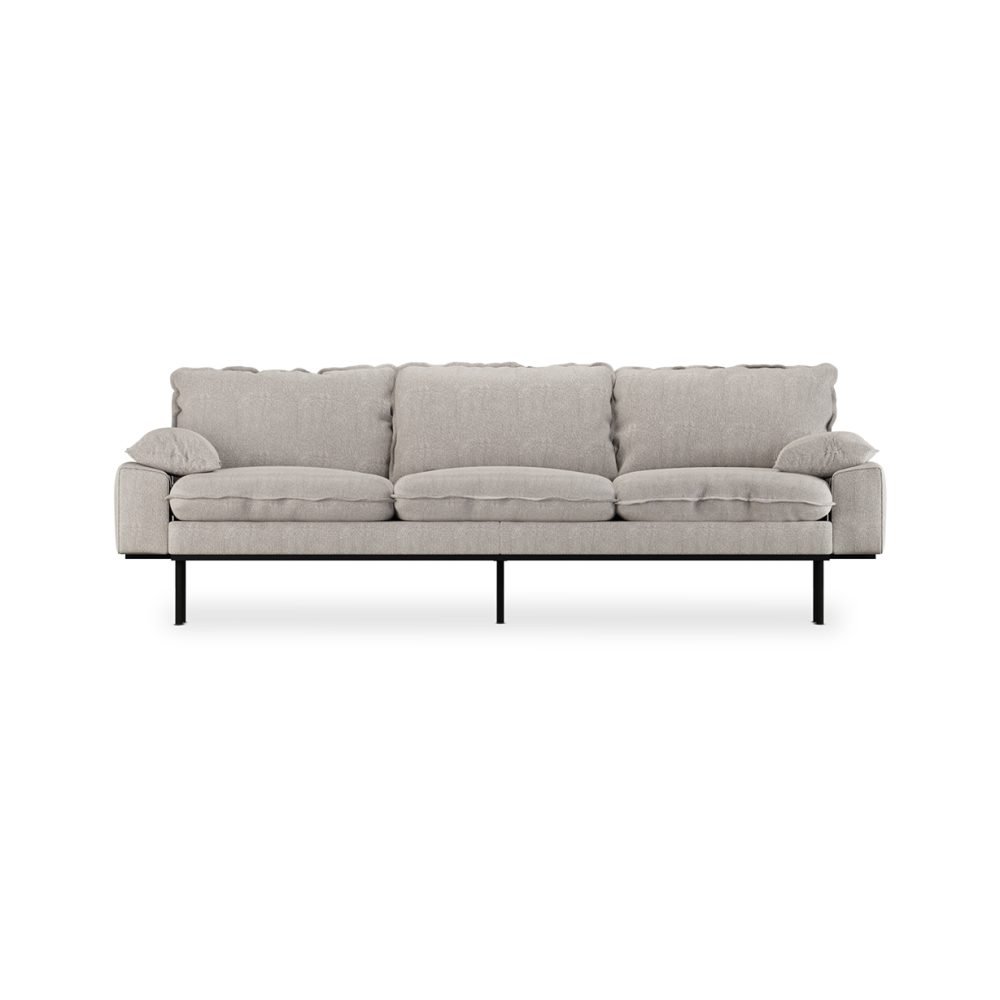 Retro sofa: 4-seats, sneak, light grey
