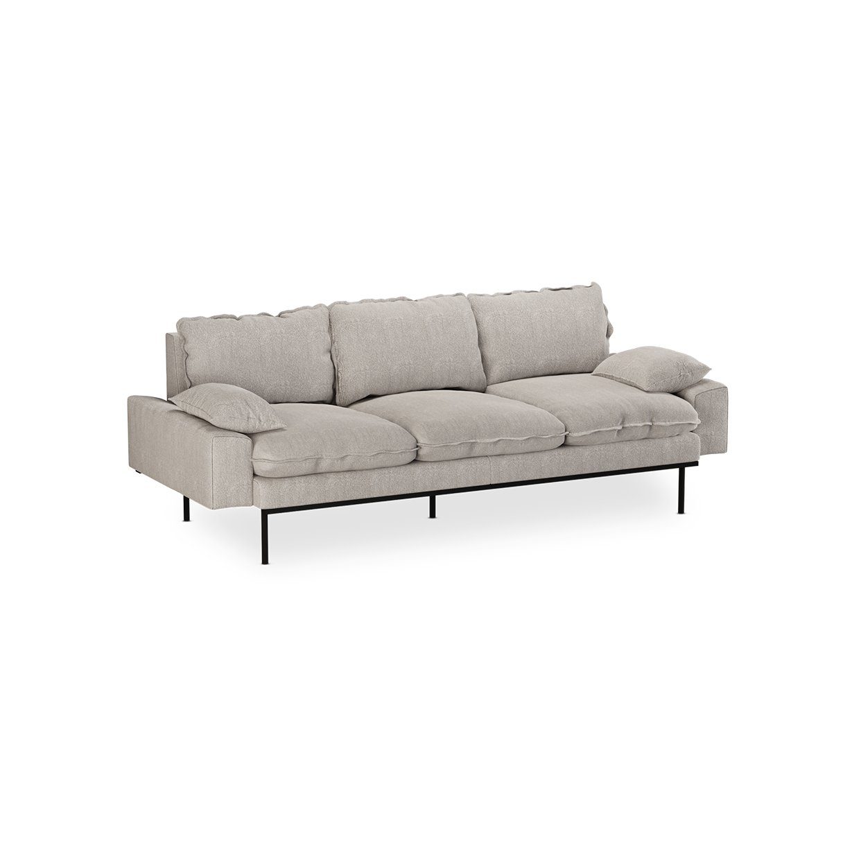 Retro sofa: 3-seats, sneak, light grey - Image 2