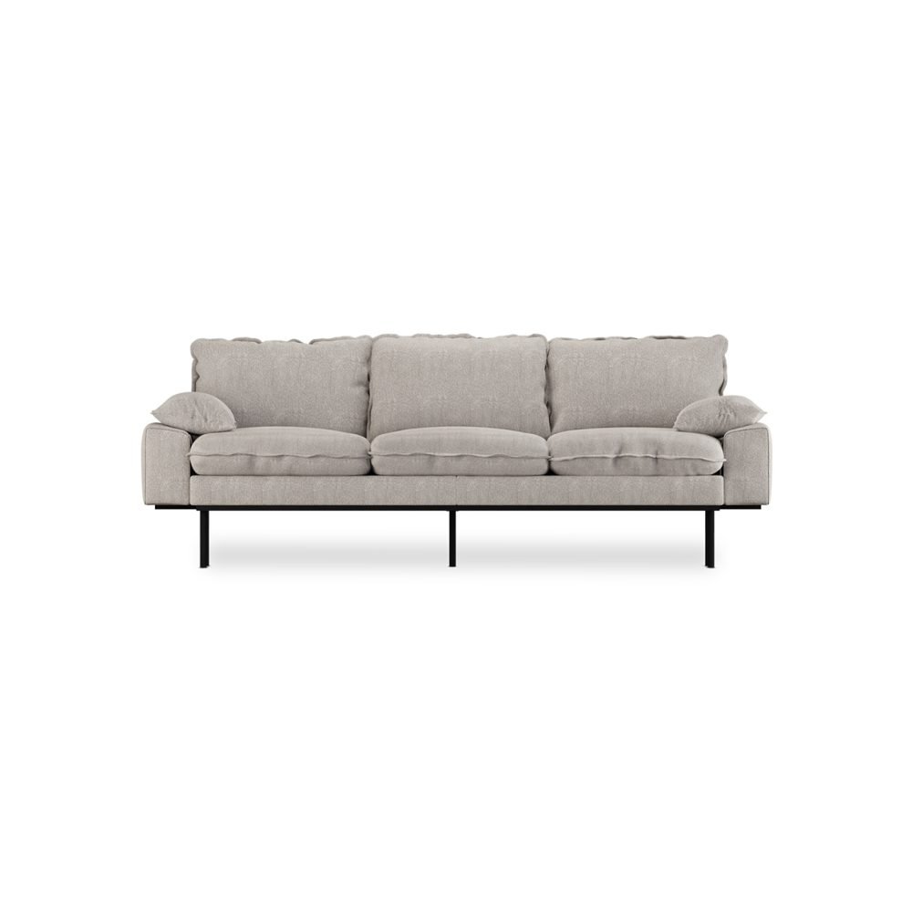 Retro sofa: 3-seats, sneak, light grey