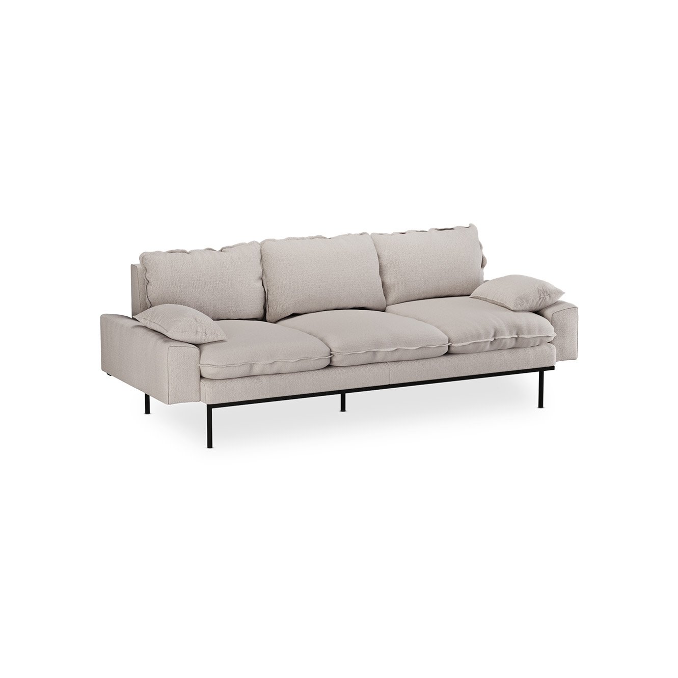Retro sofa: 3-seats, cosy, beige - Image 2