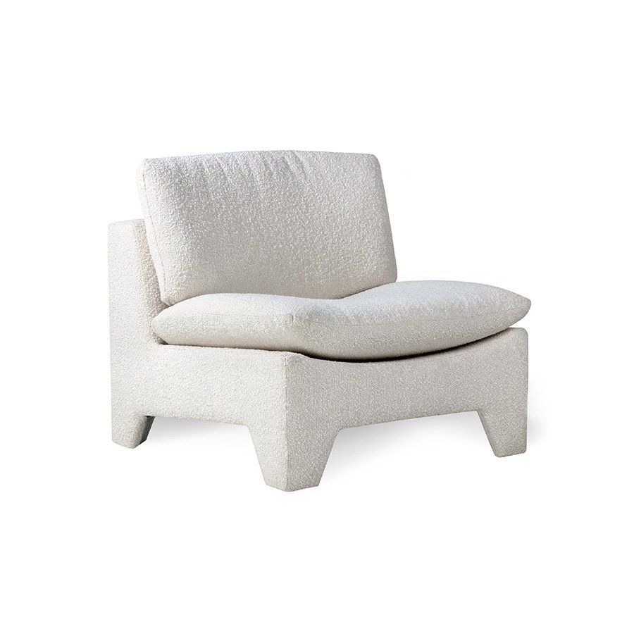 Retro lounge fauteuil boucle cream