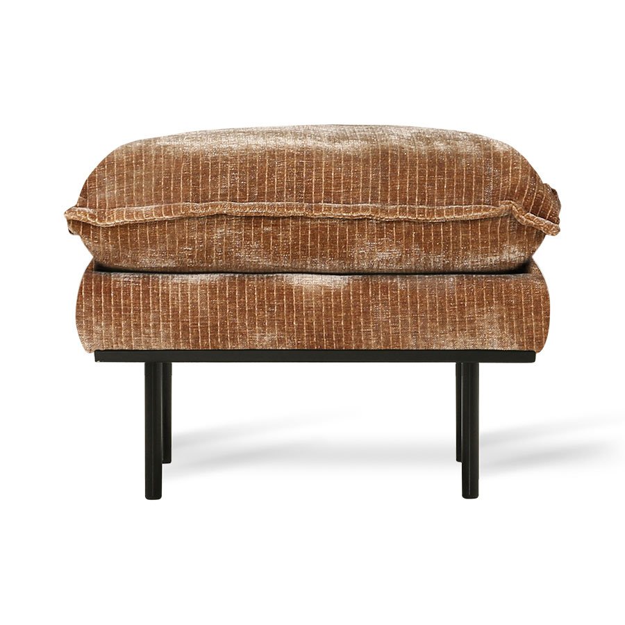 Retro sofa: hocker, corduroy velvet, aged gold