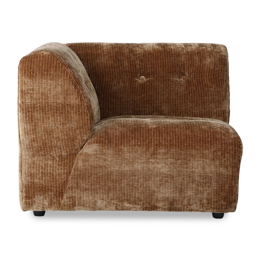 Vint couch: element left, corduroy velvet, aged gold