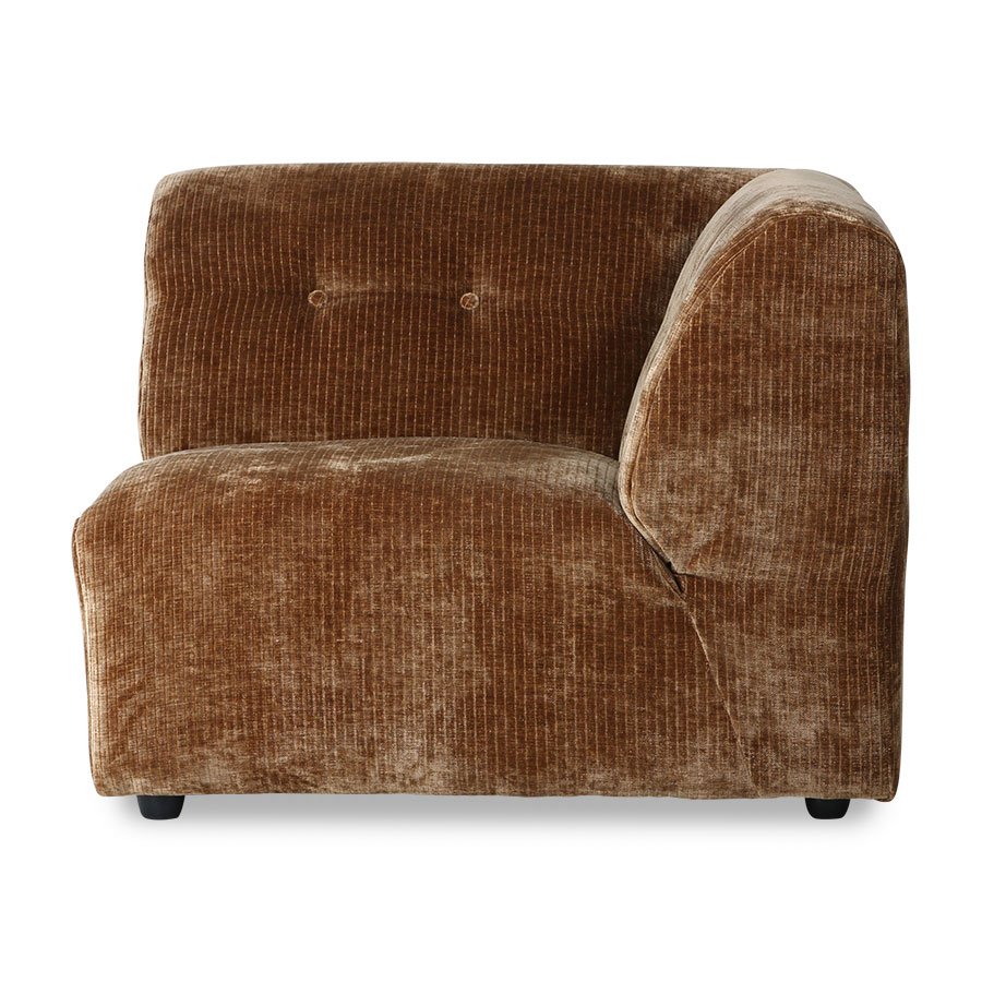 Vint couch: element right, corduroy velvet, aged gold