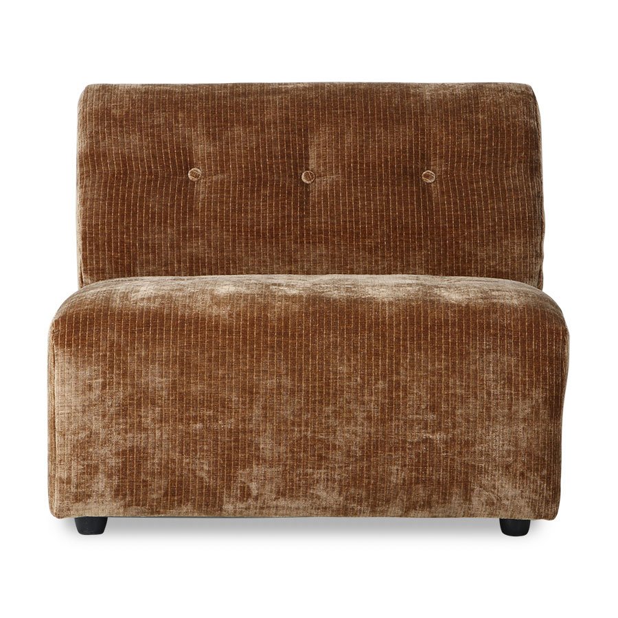 Vint couch: element middle, corduroy velvet, aged gold
