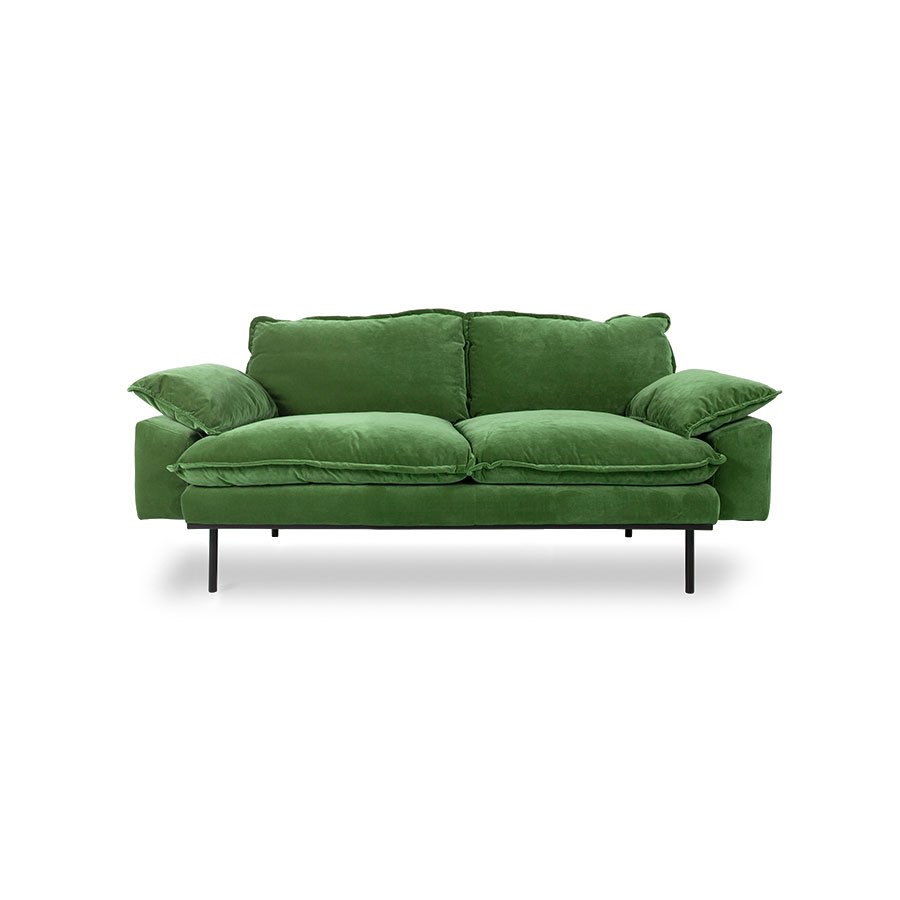 Retro sofa: 2-seats, royal velvet, green