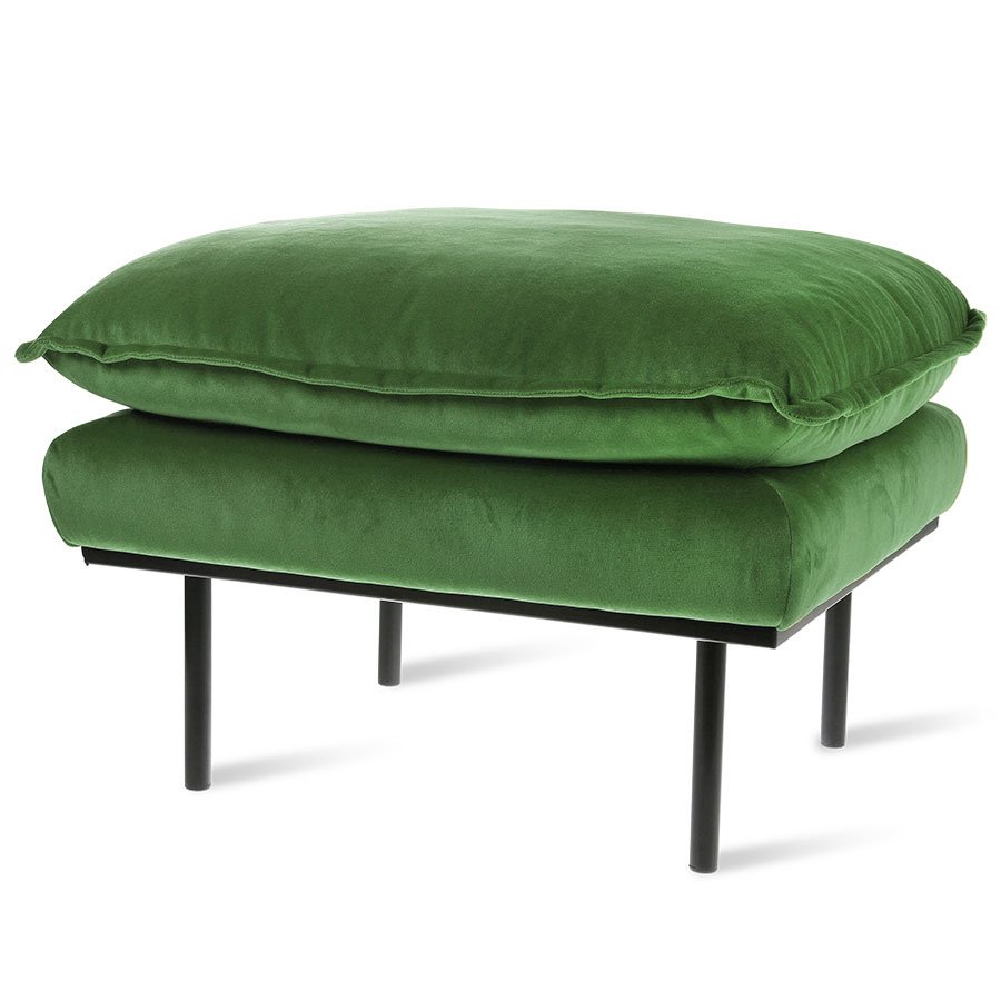 Retro sofa: hocker, royal velvet, green