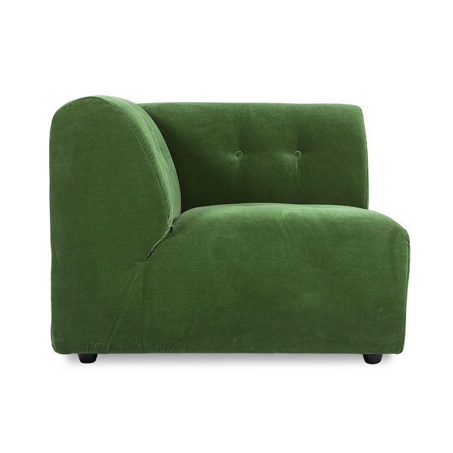 Vint couch: element left, royal velvet, green