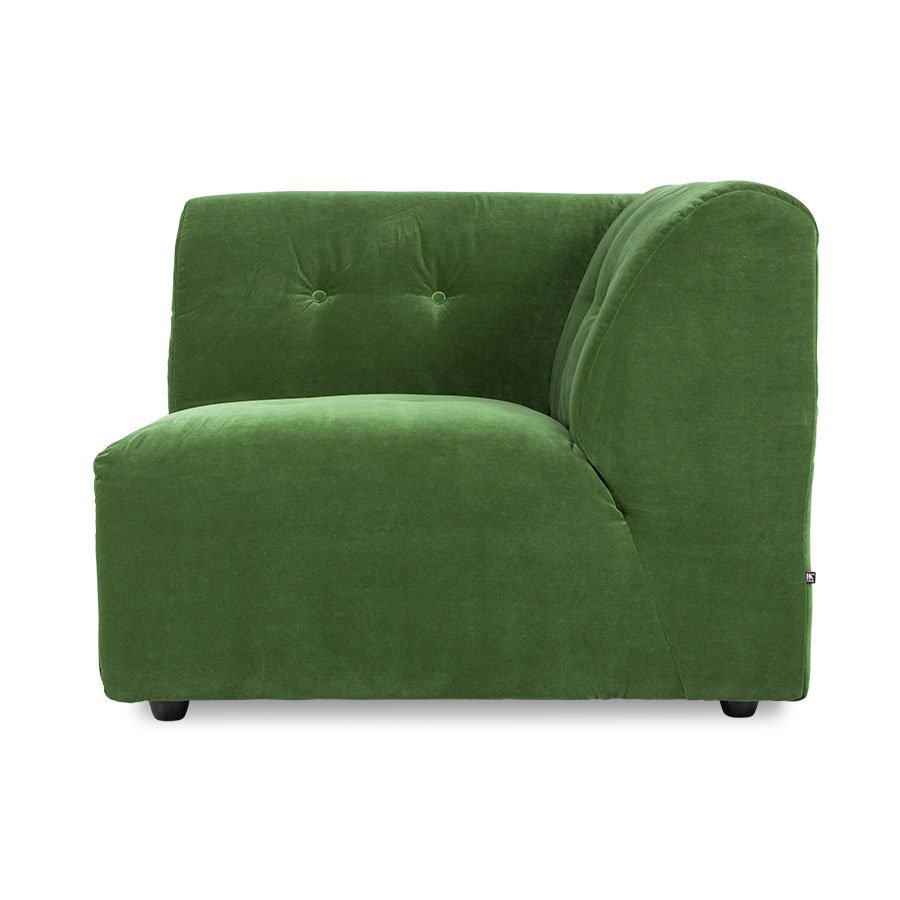 Vint couch: element right, royal velvet, green