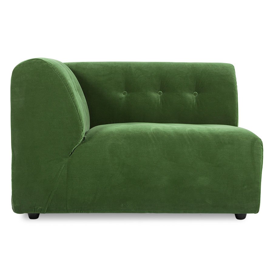 Vint couch: element left 1,5-seat, royal velvet, green