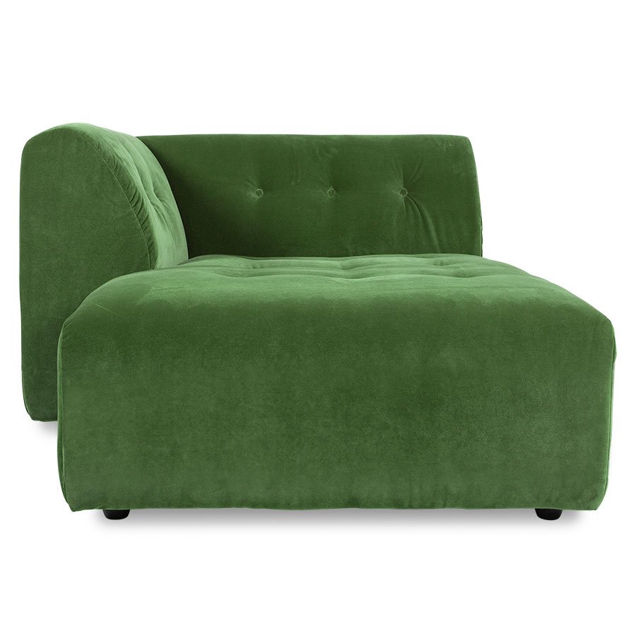 Vint couch: element left divan, royal velvet, green