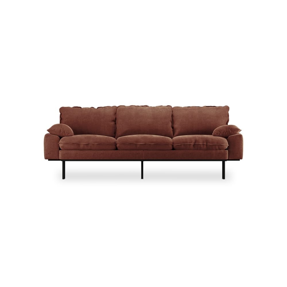 Retro sofa: 3-seats, royal velvet, magnolia
