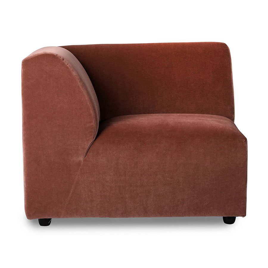 Jax couch: element left end, royal velvet, magnolia
