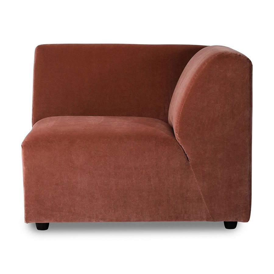 Jax couch: element right end, royal velvet, magnolia
