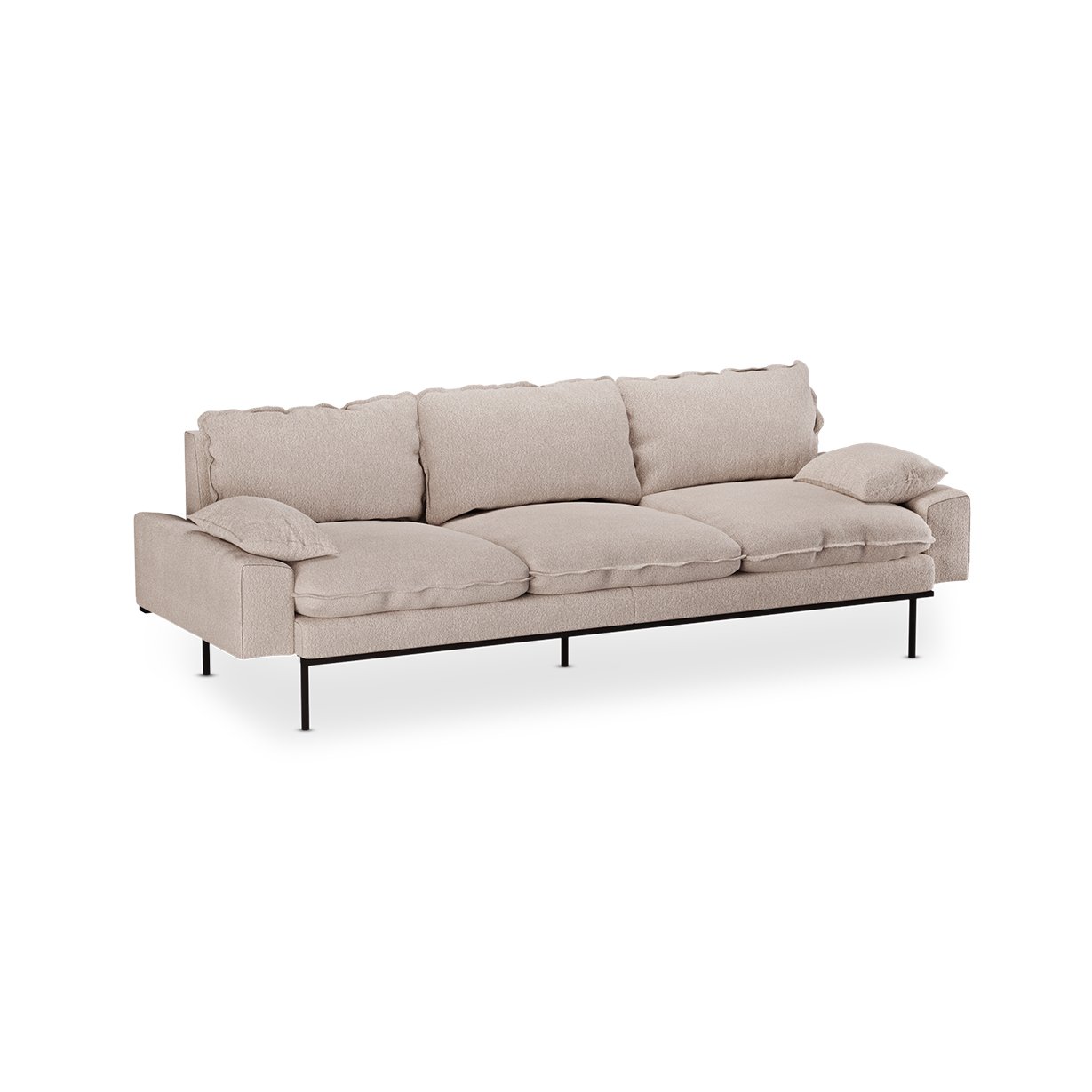 Retro sofa: 4-seats, boucle, taupe - Image 2