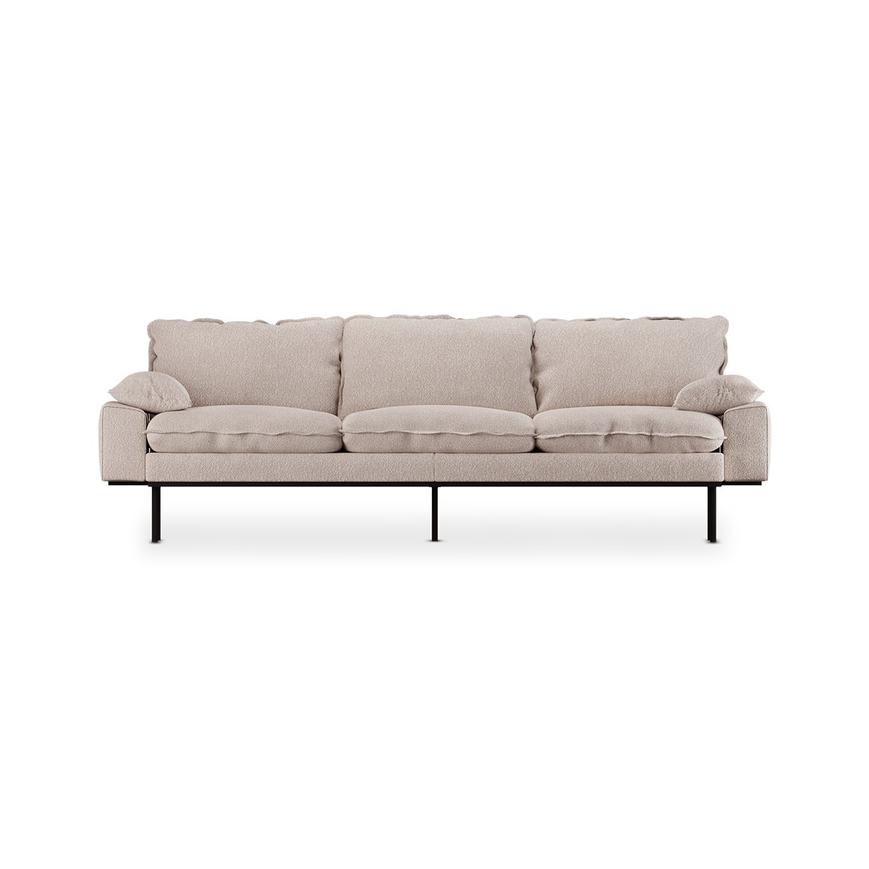 Retro sofa: 4-seats, boucle, taupe