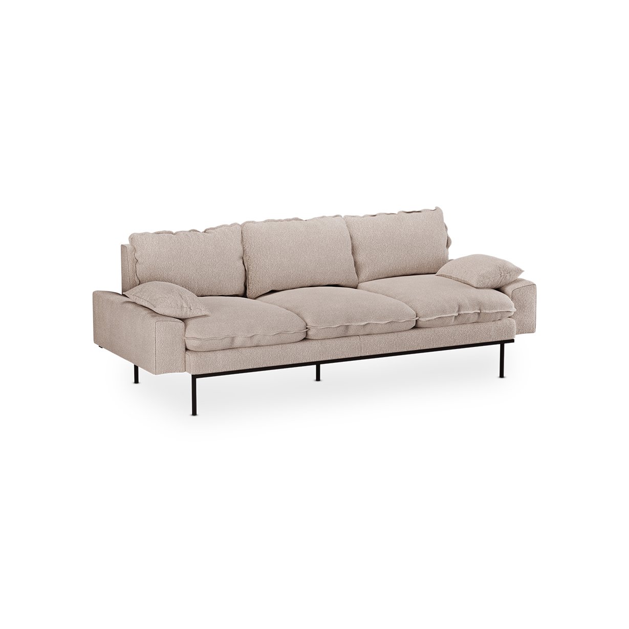 Retro sofa: 3-seats, boucle, taupe - Image 2