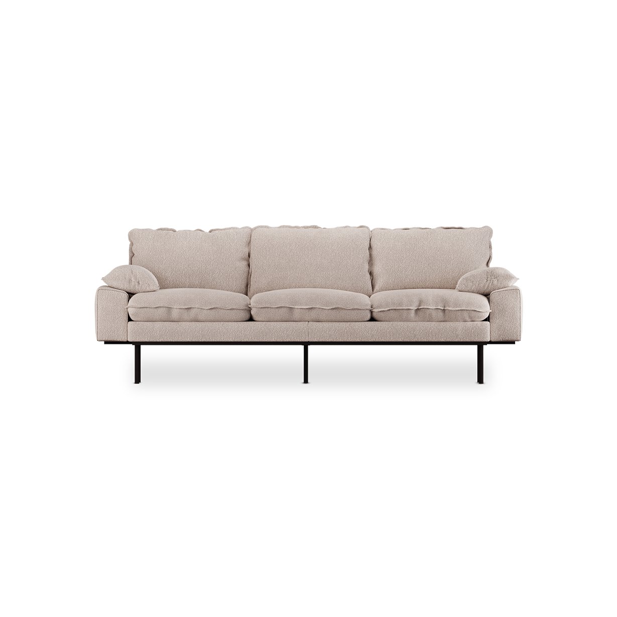 Retro sofa: 3-seats, boucle, taupe