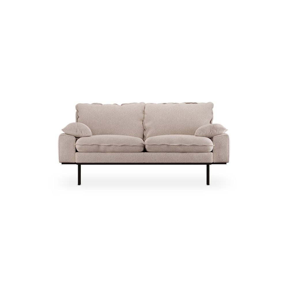 Retro sofa: 2-seats, boucle, taupe