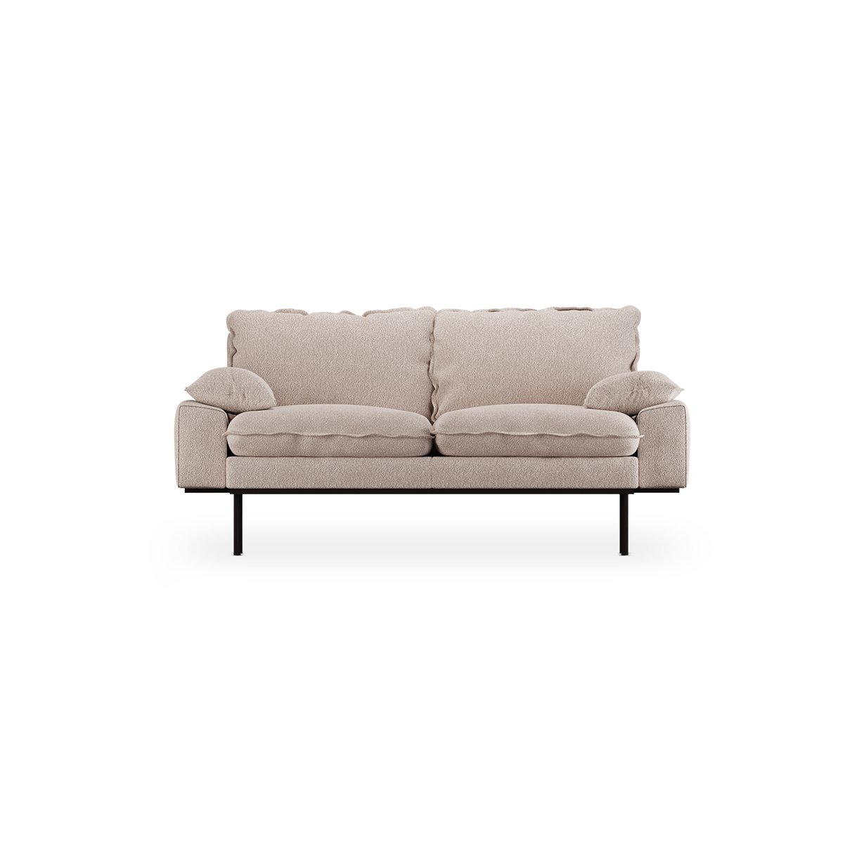 Retro sofa: 2-seats, boucle, taupe