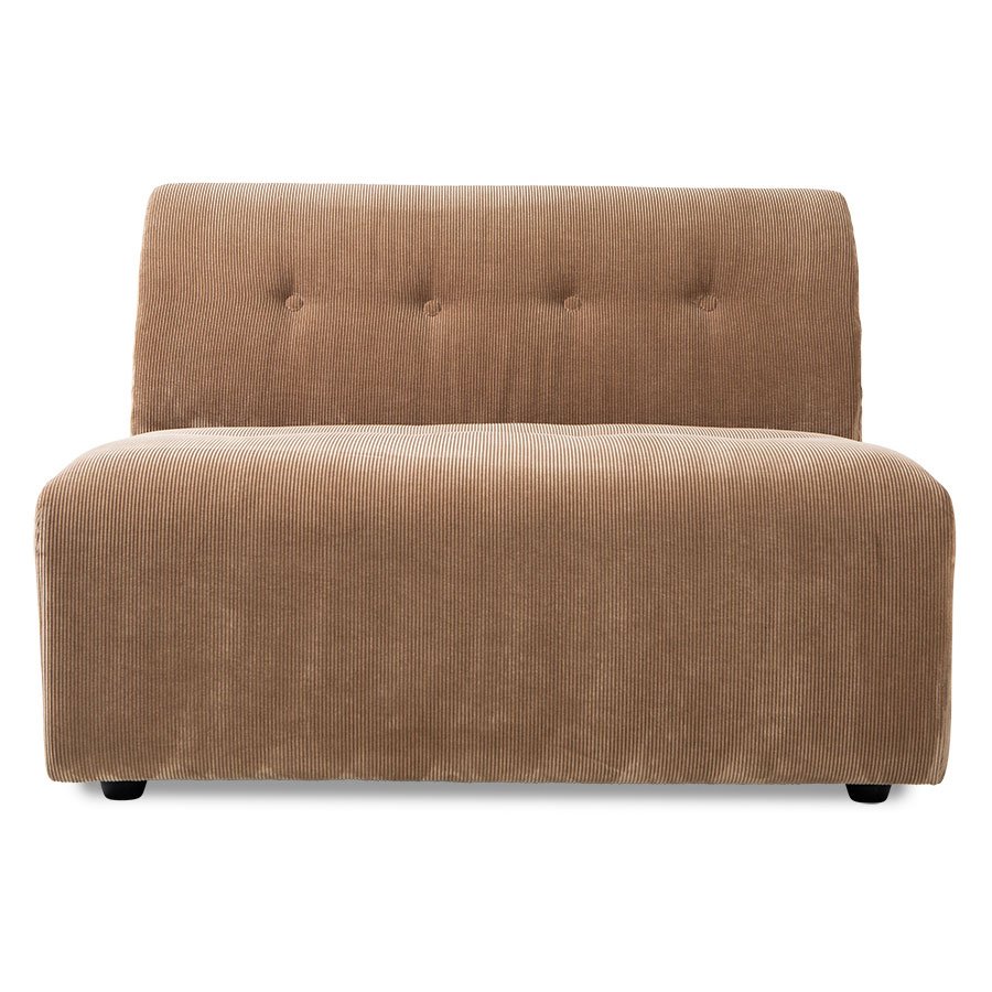 Vint couch: element middle 1,5-seat, corduroy rib, brown