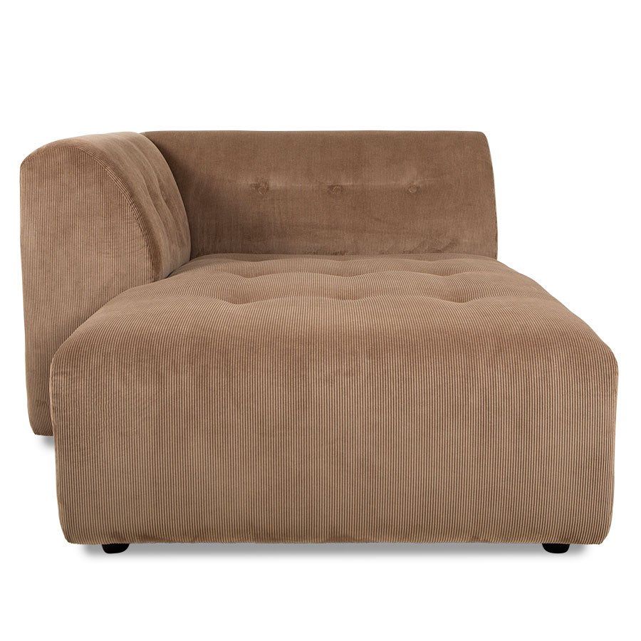 Vint couch: element left divan, corduroy rib, brown